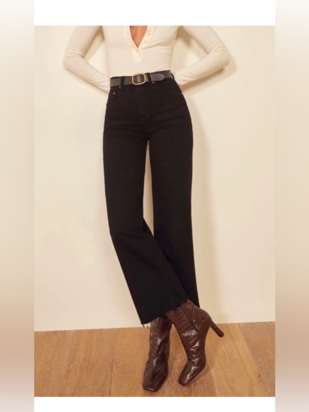 Reformation Jeans Emma High Rise Wide Leg Black Jeans size 26